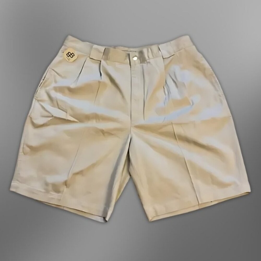 Bugle Boy Shorts Double Pleat Comfortable Fit Durable Construction Khaki M 38W